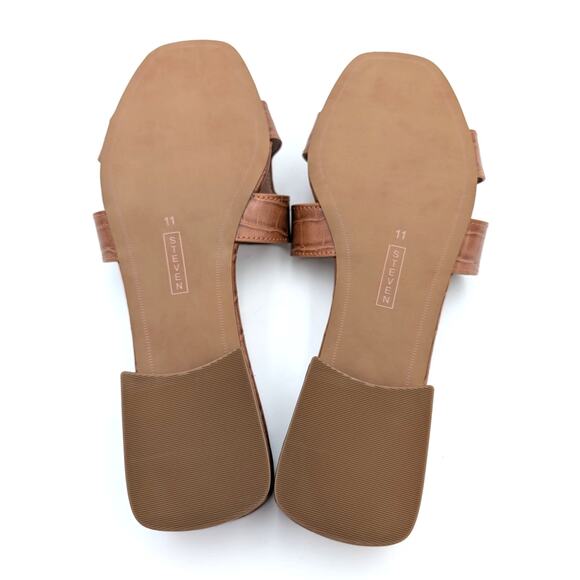 Steven New York Harlien Croc Embossed Slide Sandals Womens Brown Size US11M EU42 - Picture 8 of 10